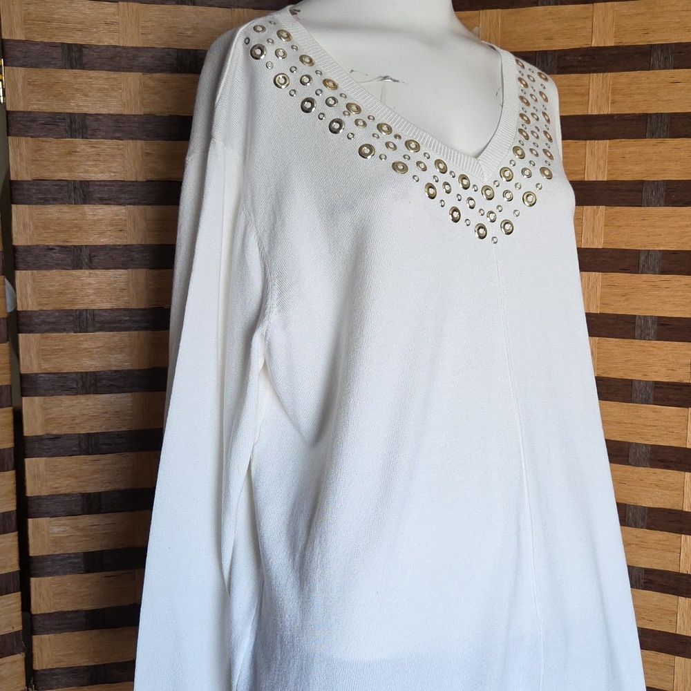 NWT! Ruby Rd Gold Rivet Sweater - Picture 4 of 11